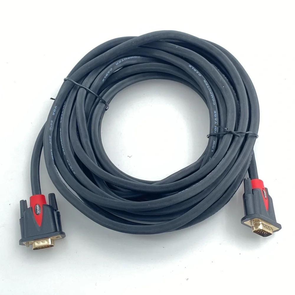 15’ Tainston VGA Cable Male to Male Monitor Cord Heavy Duty Computer Wire 15 Pin
